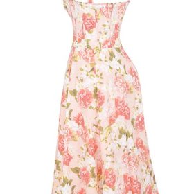 Rosalee Pink Peony Print Cotton Bustier Sundress - Image 3