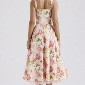 Rosalee Pink Peony Print Cotton Bustier Sundress - Image 13