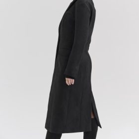 Remi Black Single Breasted Long Coat
