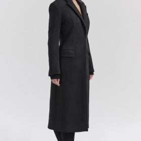 Remi Black Single Breasted Long Coat - Image 2