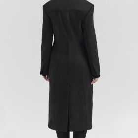 Remi Black Single Breasted Long Coat - Image 3