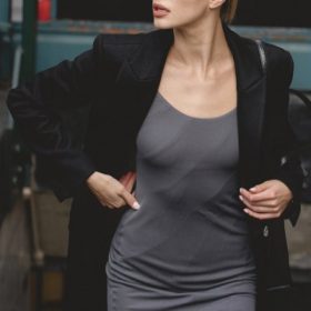 Remi Black Single Breasted Long Coat - Image 6