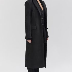 Remi Black Single Breasted Long Coat - Image 9