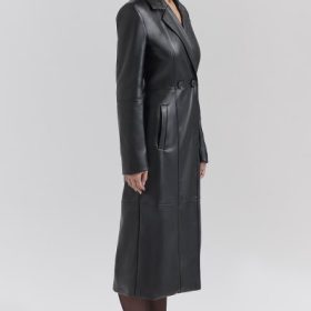Marcel Black Faux Fur Trimmed Vegan Leather Coat - Image 2