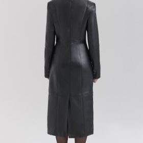 Marcel Black Faux Fur Trimmed Vegan Leather Coat - Image 3