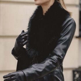 Marcel Black Faux Fur Trimmed Vegan Leather Coat - Image 4