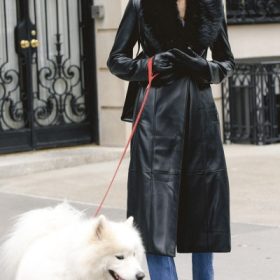 Marcel Black Faux Fur Trimmed Vegan Leather Coat - Image 6