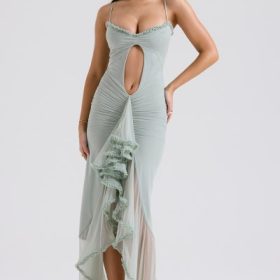 Gabriella Pistachio Ruffled Front Gown - Image 5