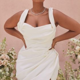 Delphine Ivory Draped Corset Bridal Gown - Limited Edition - Image 13