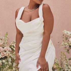 Delphine Ivory Draped Corset Bridal Gown - Limited Edition - Image 14