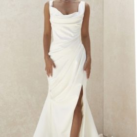 Delphine Ivory Draped Corset Bridal Gown - Limited Edition - Image 16