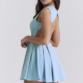 Ingrid Tuscan Blue Twill Mini Dress - Image 5