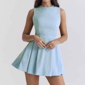 Ingrid Tuscan Blue Twill Mini Dress - Image 7