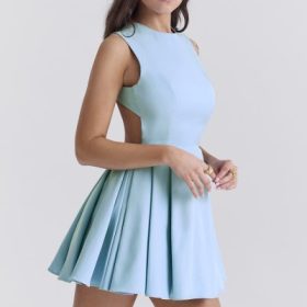 Ingrid Tuscan Blue Twill Mini Dress - Image 8