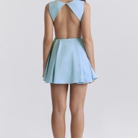 Ingrid Tuscan Blue Twill Mini Dress - Image 11