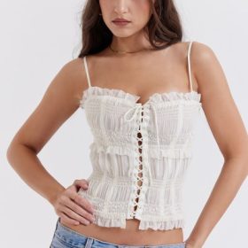 Lula Ivory Sequin Pleat Corset - Image 8