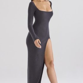 Tolani Charcoal Cashmere Knit Maxi Dress - Image 12