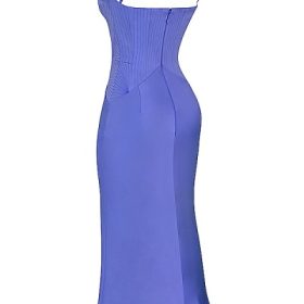 Imogen Periwinkle Satin Corset Midi Dress - Image 3