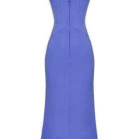Imogen Periwinkle Satin Corset Midi Dress - Image 4