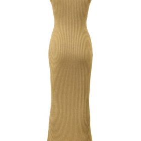 Emmie Gold Metallic Ribbed Maxi Dress - Image 4
