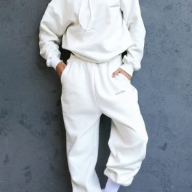 Sky Off White Fleece Back Jogging Trousers