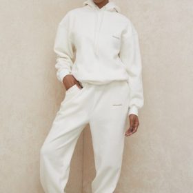 Sky Off White Fleece Back Jogging Trousers - Image 8