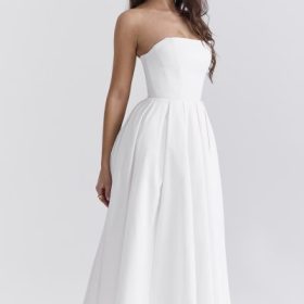 Audrey White Strapless Midi Sundress - Image 9