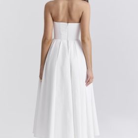Audrey White Strapless Midi Sundress - Image 11