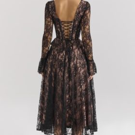 Raquel Black Lace Corset Midi Dress - Image 3