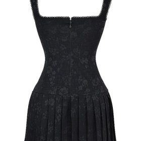 Talia Black Pleated Mini Dress - Image 4