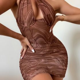 Clementine Swirl Print Cut Out Mini Dress - Image 7