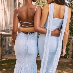 Joan Bluebell Lace Up Back Maxi Dress