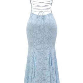 Joan Bluebell Lace Up Back Maxi Dress - Image 4