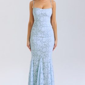Joan Bluebell Lace Up Back Maxi Dress - Image 7