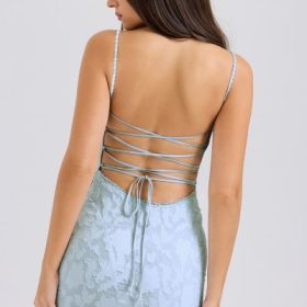 Joan Bluebell Lace Up Back Maxi Dress - Image 10