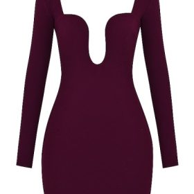 Marcella Merlot Plunge Corset Dress - Image 2