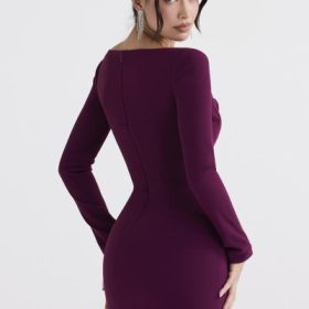 Marcella Merlot Plunge Corset Dress - Image 9
