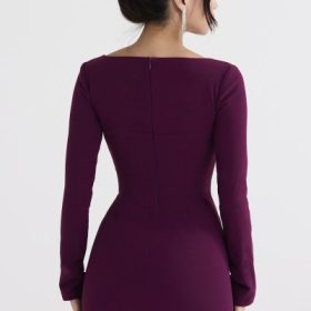 Marcella Merlot Plunge Corset Dress - Image 10