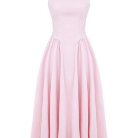 Cindy Ballerina Pink Twill Midi Sundress - Image 2