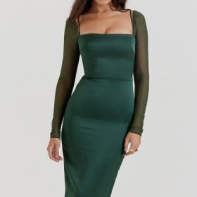 Ellica Emerald Green Midi Dress - Image 5