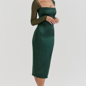 Ellica Emerald Green Midi Dress - Image 11