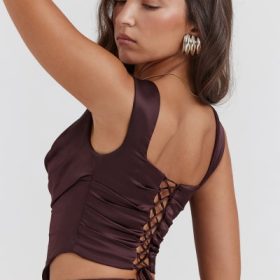 Una Rich Brown Corset - Image 12