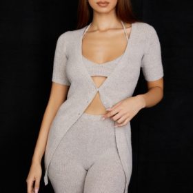 Opal Oatmeal Ribbed Knit Cardigan - Image 7
