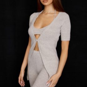 Opal Oatmeal Ribbed Knit Cardigan - Image 9