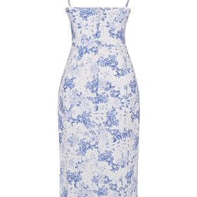 Charlotte Blue Print Corset Midi Dress - Image 4