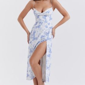 Charlotte Blue Print Corset Midi Dress - Image 7