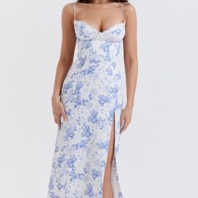 Charlotte Blue Print Corset Midi Dress - Image 10