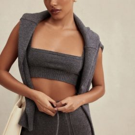 Sia Charcoal Cashmere Blend Bralette - Image 5