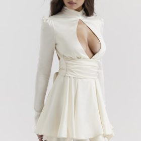 Aryana Ivory Bow Mini Dress - Image 10