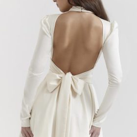 Aryana Ivory Bow Mini Dress - Image 11